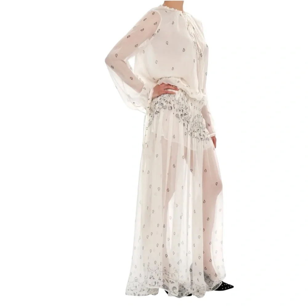 AMIRI Paisley Silk Maxi Dress, White Ivory, NWT, $2000K MSRP, IT 38 - Picture 4 of 11